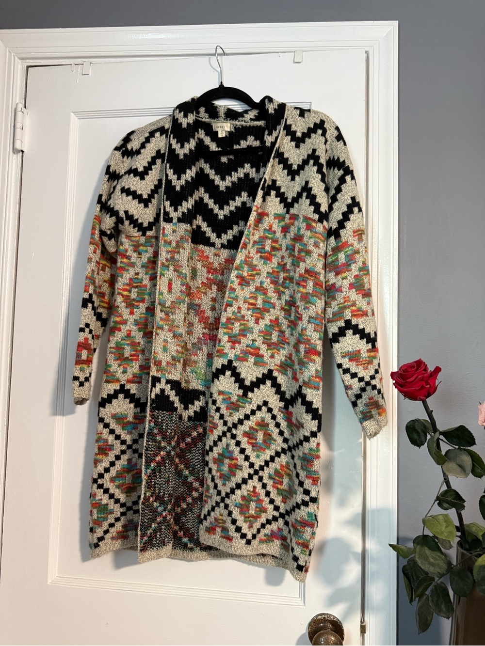 Multicolor Geometric Open-Front Women's Debut Cardigan